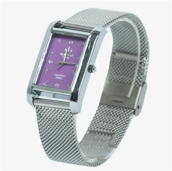 Image Silver Chain Purple Dial Watch For Women
